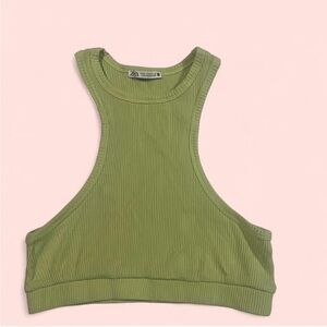 Zara Olive Ribbed Tank Top